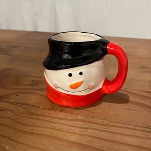 Snowman Ceramic Mug with Red Handle